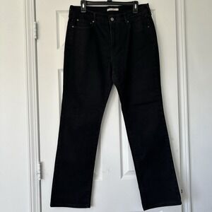 Levis 505 Jeans Women's Size 14 Black Denim Mid Rise Straight Leg Stretch Casual